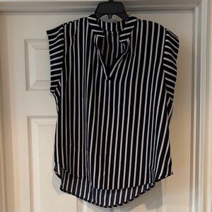 Dark Blue and White Striped Women's Top